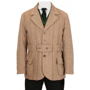  Victorian,Edwardian,Steampunk Mens Coats Tan,Brown Tweed,Wool Blend,Synthetic Herringbone Norfolk Jackets |Antique, Vintage, Old Fashioned, Wedding, Theatrical, Reenacting Costume |