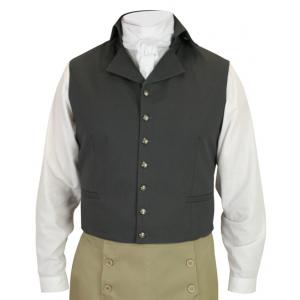  Regency Mens Vests Gray Cotton Solid Dress Vests |Antique, Vintage, Old Fashioned, Wedding, Theatrical, Reenacting Costume |
