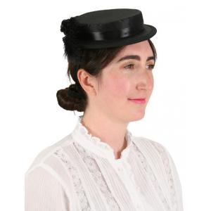  Victorian,Old West,Steampunk,Edwardian Ladies Hats Black Solid Boaters,Fascinators |Antique, Vintage, Old Fashioned, Wedding, Theatrical, Reenacting Costume |