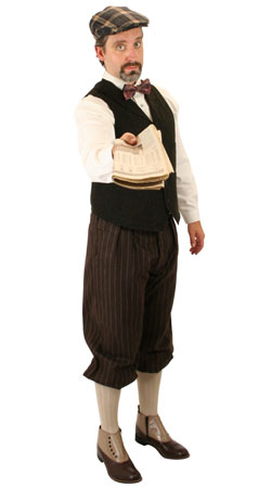  Victorian, Mens Outfits,Quick Ship Outfits Townspeople |Antique, Vintage, Old Fashioned, Wedding, Theatrical, Reenacting Costume | Newsboy